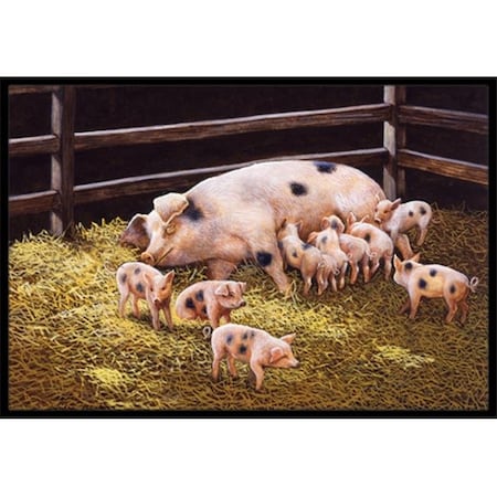 Carolines Treasures Carolines Treasures BDBA0296JMAT Pigs Piglets at Dinner Time Indoor or Outdoor Mat; 24 x 36 BDBA0296JMAT